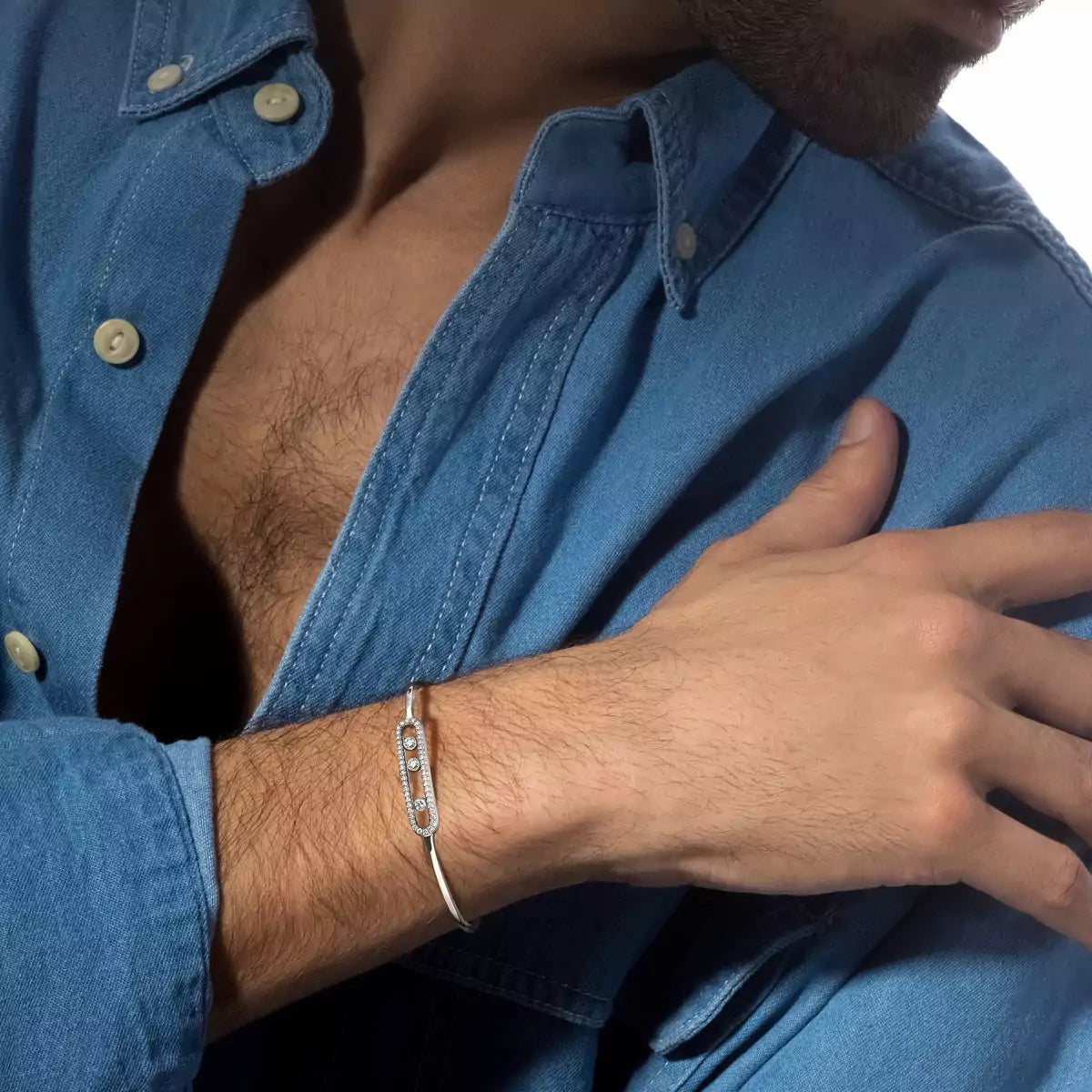 [Super CiCi]Move Pav¨¦ Diamond Bangle Bracelet M