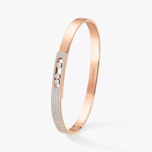 [Super CiCi]Move Noa Rose Gold Pav¨¦ Diamond Bangle Bracelet