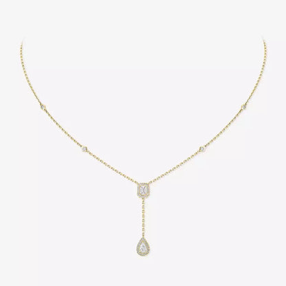 [Super CiCi]Gold Diamond Tie Necklace