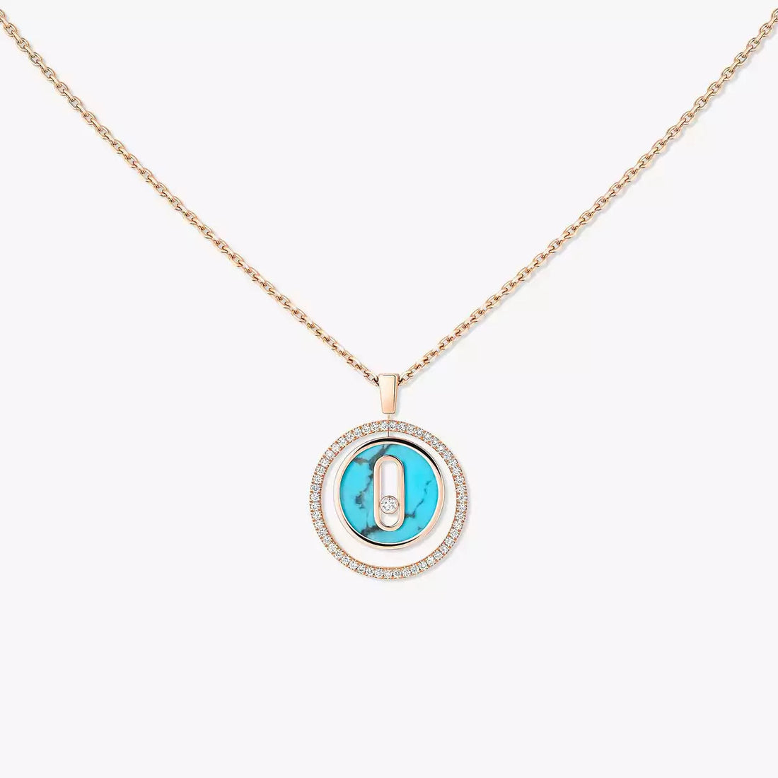[Super CiCi]Lucky Move Diamond Necklace in Rose Gold and White Mother-of-Pearl