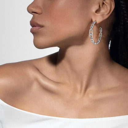 [Super CiCi]Move Link Diamond Hoop Earrings