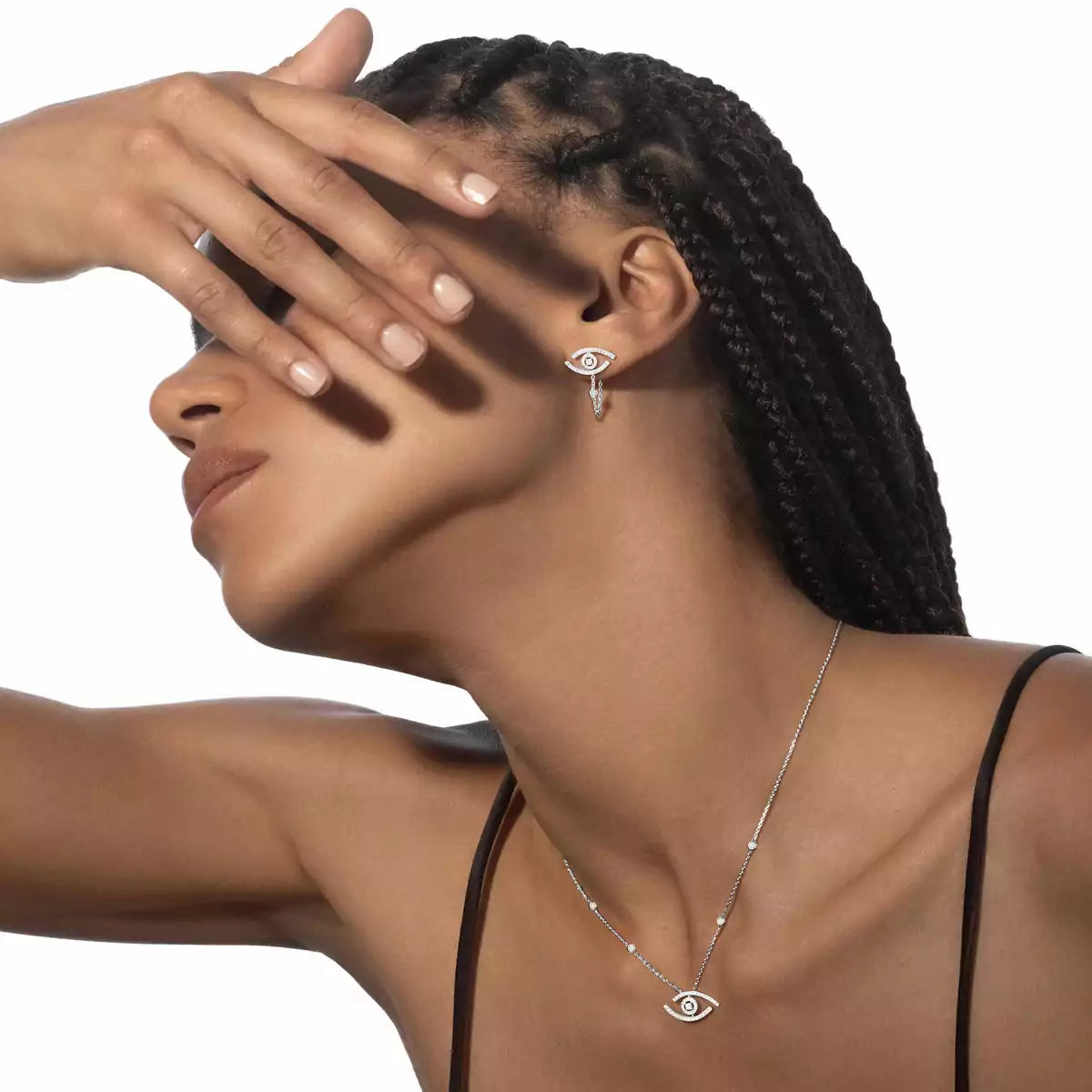 [Super CiCi]Pave_ Diamond Necklace Lucky Eye