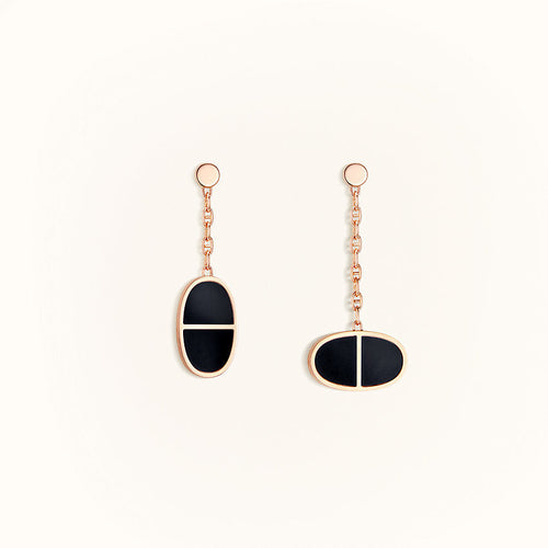 [Super CiCi ]CHAINE VERSO BLACK CERAMIC EARRINGS