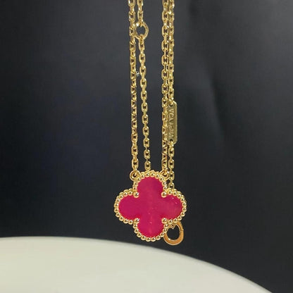 [Super CiCi] NEW CLOVER 15MM PINK ENAMEL NECKLACE