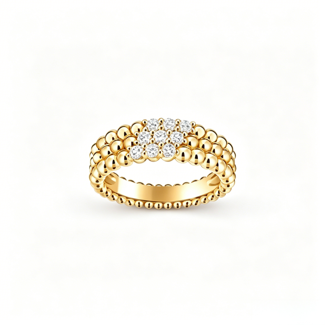 [Super CiCi] THREE-ROW DIAMOND RING