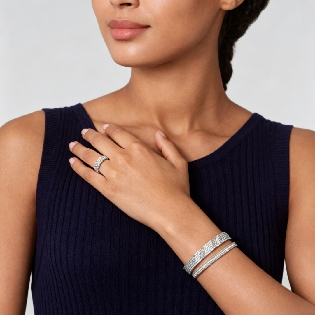 [Super CiCi] THREE-ROW DIAMOND RING
