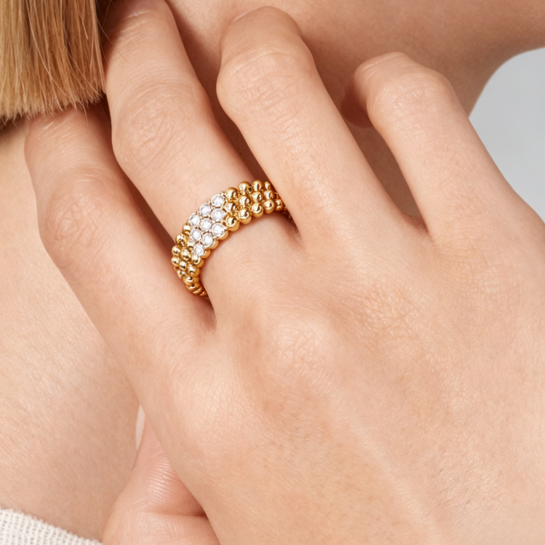[Super CiCi] THREE-ROW DIAMOND RING