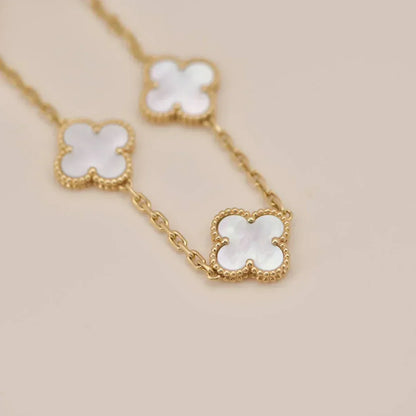 [Super CiCi ]CLOVER WHITE PEARL MOP 5 MOTIF BRACELET COLLECTION