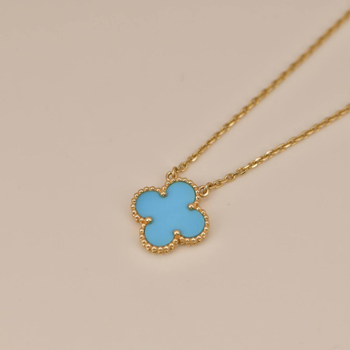 [Super CiCi ]CLOVER 15MM VINTAGE TURQUOISE NECKLACE