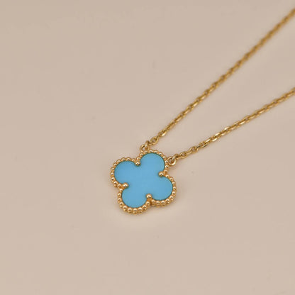 [Super CiCi ]CLOVER 15MM VINTAGE TURQUOISE NECKLACE