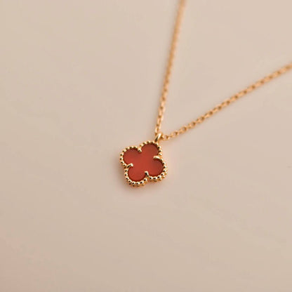 [Super CiCi ]CLOVER MINI 9.5MM WHITE CARNELIANS NECKLACE