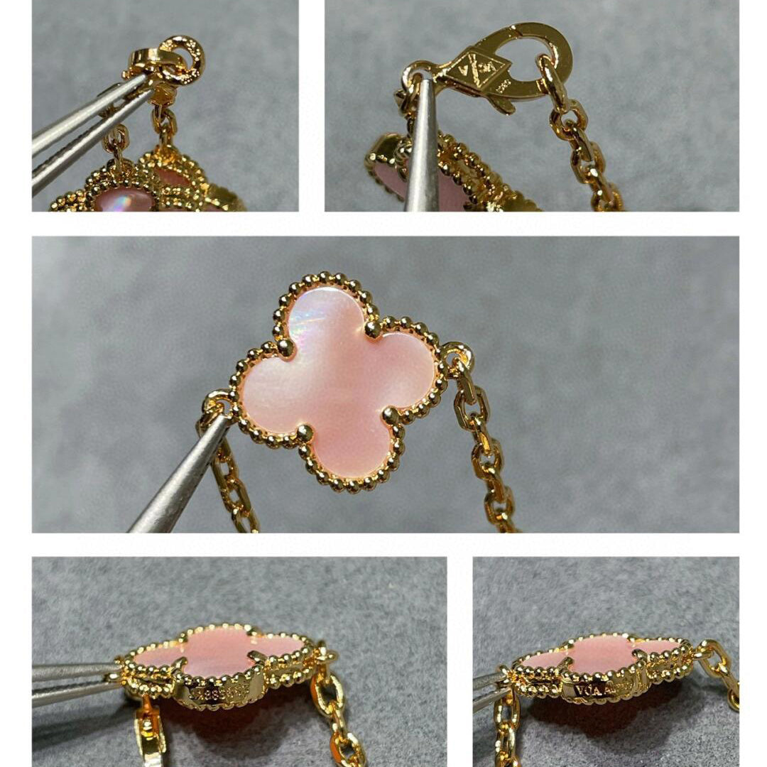[Super CiCi ]CLOVER 10 MOTIFS PINK MOP NECKLACE