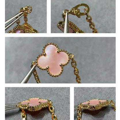[Super CiCi ]CLOVER 10 MOTIFS PINK MOP NECKLACE
