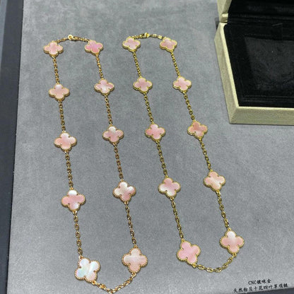 [Super CiCi ]CLOVER 10 MOTIFS PINK MOP NECKLACE