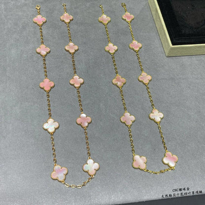 [Super CiCi ]CLOVER 10 MOTIFS PINK MOP NECKLACE