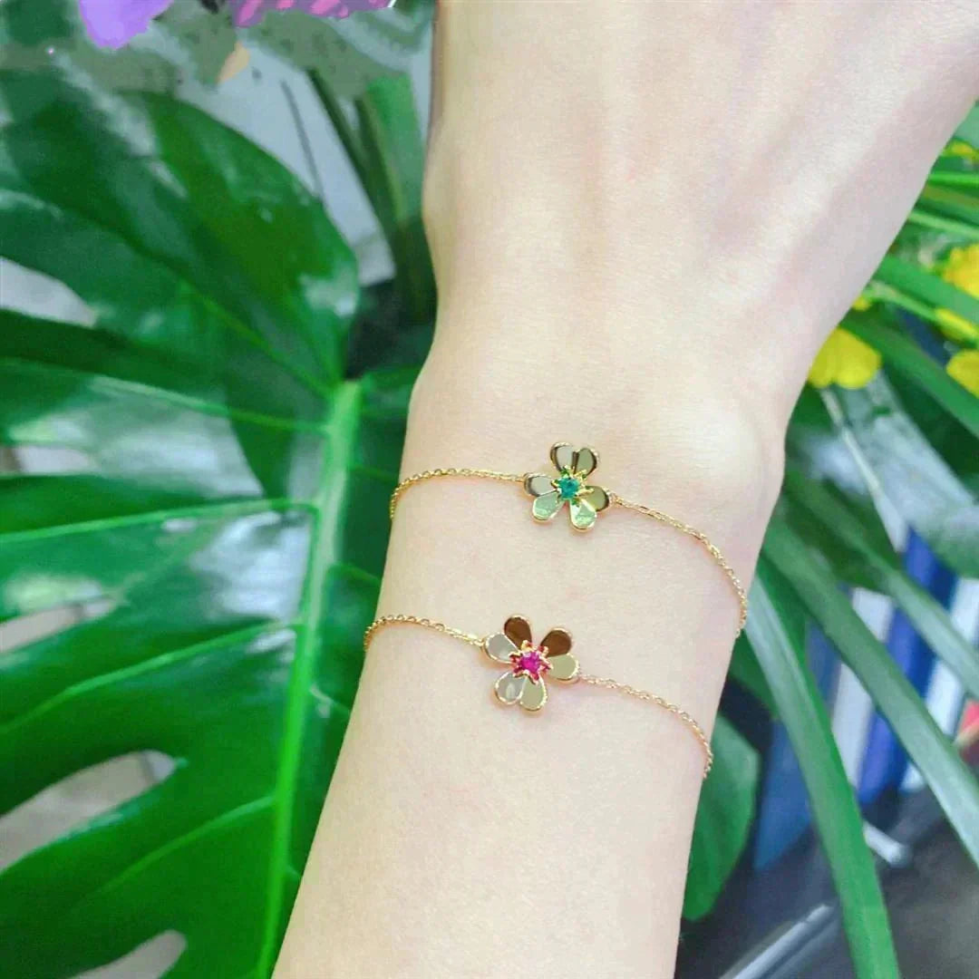 [Super CiCi ]FRIVOLE GOLD FLOWER PINK MALACHITE BRACELET