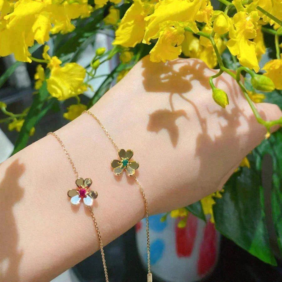 [Super CiCi ]FRIVOLE GOLD FLOWER PINK MALACHITE BRACELET
