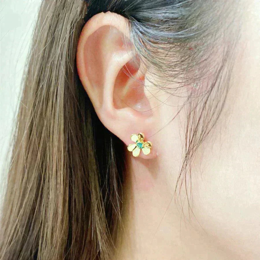 [Super CiCi ]FRIVOLE  FLOWER MALACHITE EARRINGS