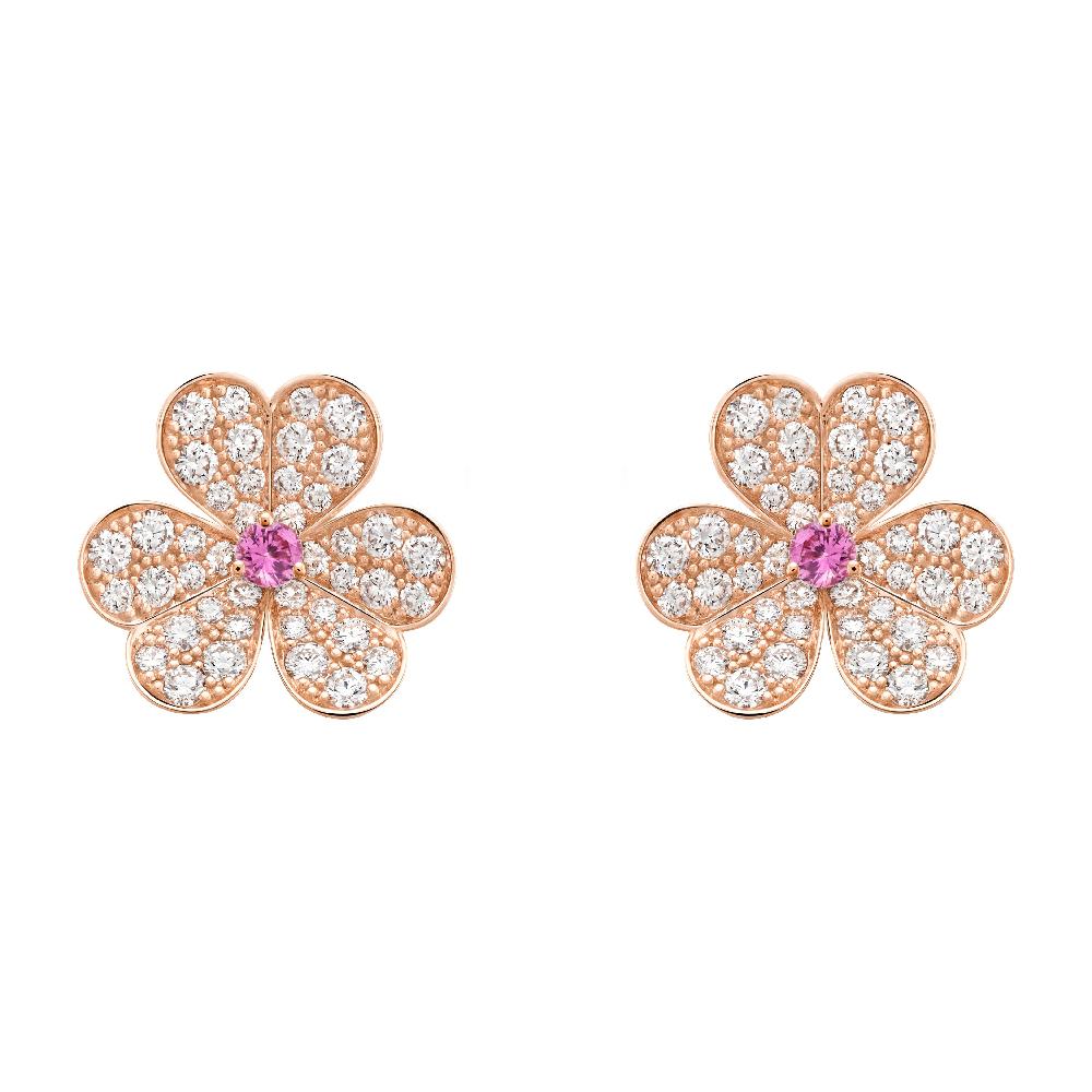 [Super CiCi ]FRIVOLE PINK GOLD FLOWER DIAMOND EARRINGS