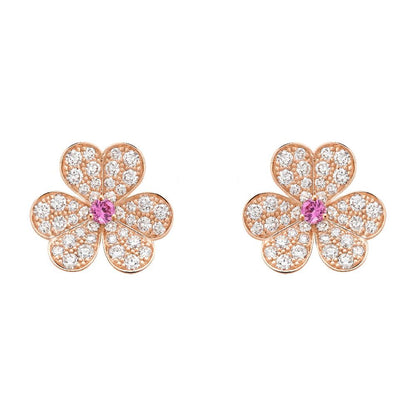 [Super CiCi ]FRIVOLE PINK GOLD FLOWER DIAMOND EARRINGS