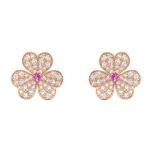 [Super CiCi ]FRIVOLE PINK GOLD FLOWER DIAMOND EARRINGS