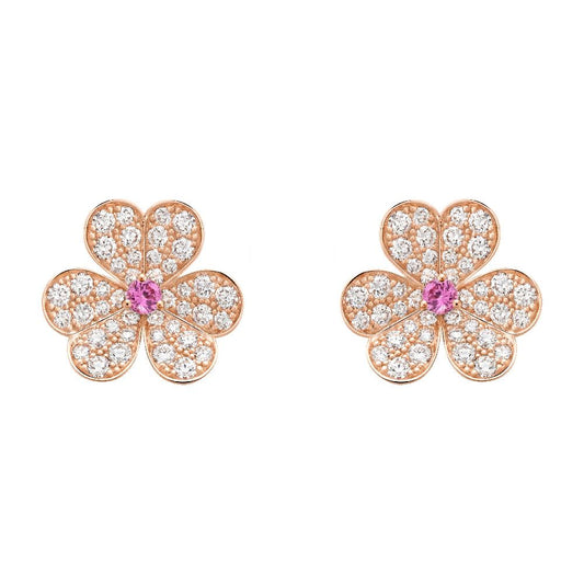 [Super CiCi ]FRIVOLE PINK GOLD FLOWER DIAMOND EARRINGS