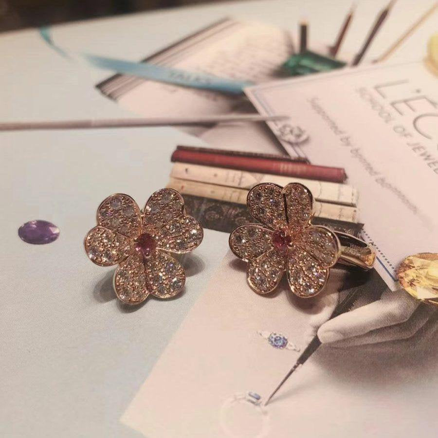 [Super CiCi ]FRIVOLE PINK GOLD FLOWER DIAMOND EARRINGS