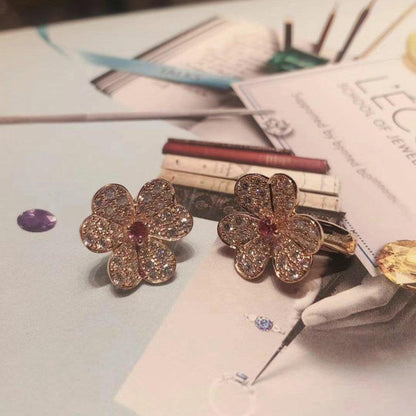 [Super CiCi ]FRIVOLE PINK GOLD FLOWER DIAMOND EARRINGS