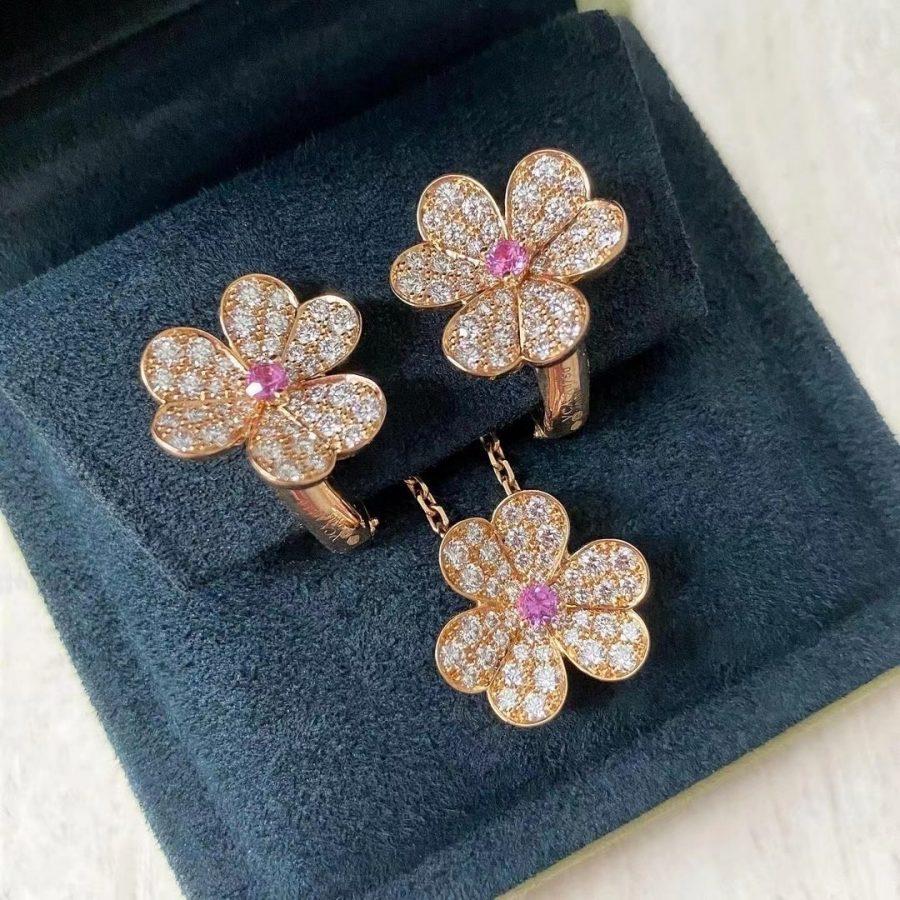 [Super CiCi ]FRIVOLE PINK GOLD FLOWER DIAMOND EARRINGS