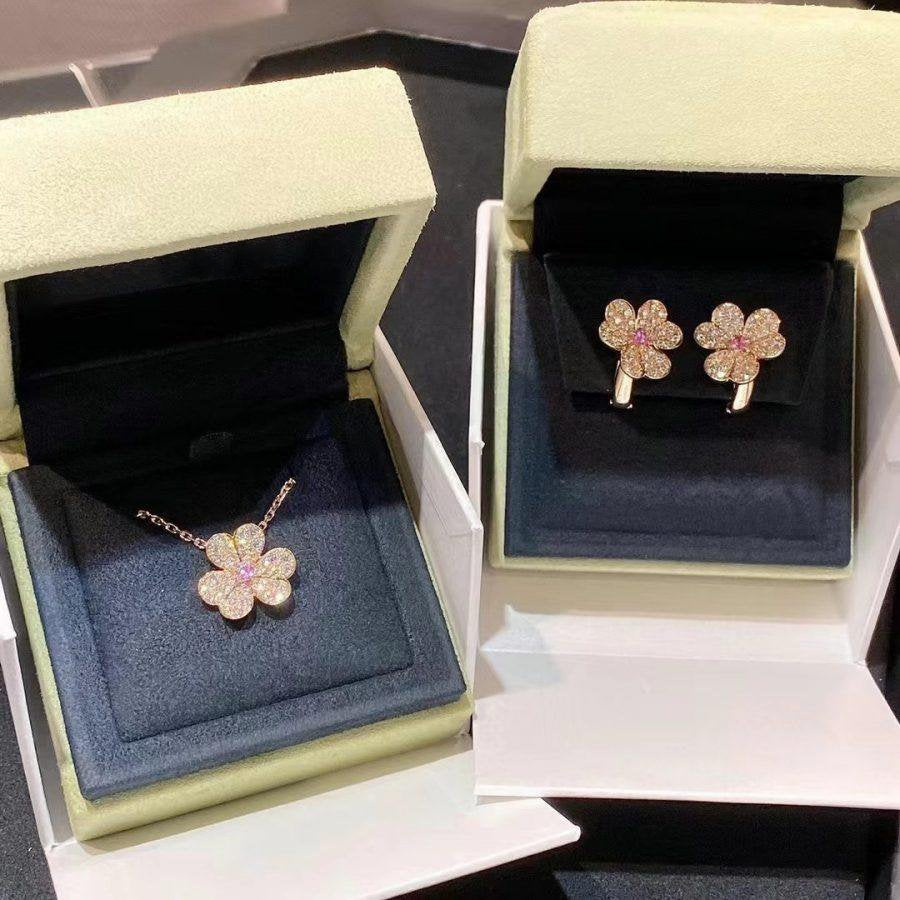 [Super CiCi ]FRIVOLE PINK GOLD FLOWER DIAMOND EARRINGS