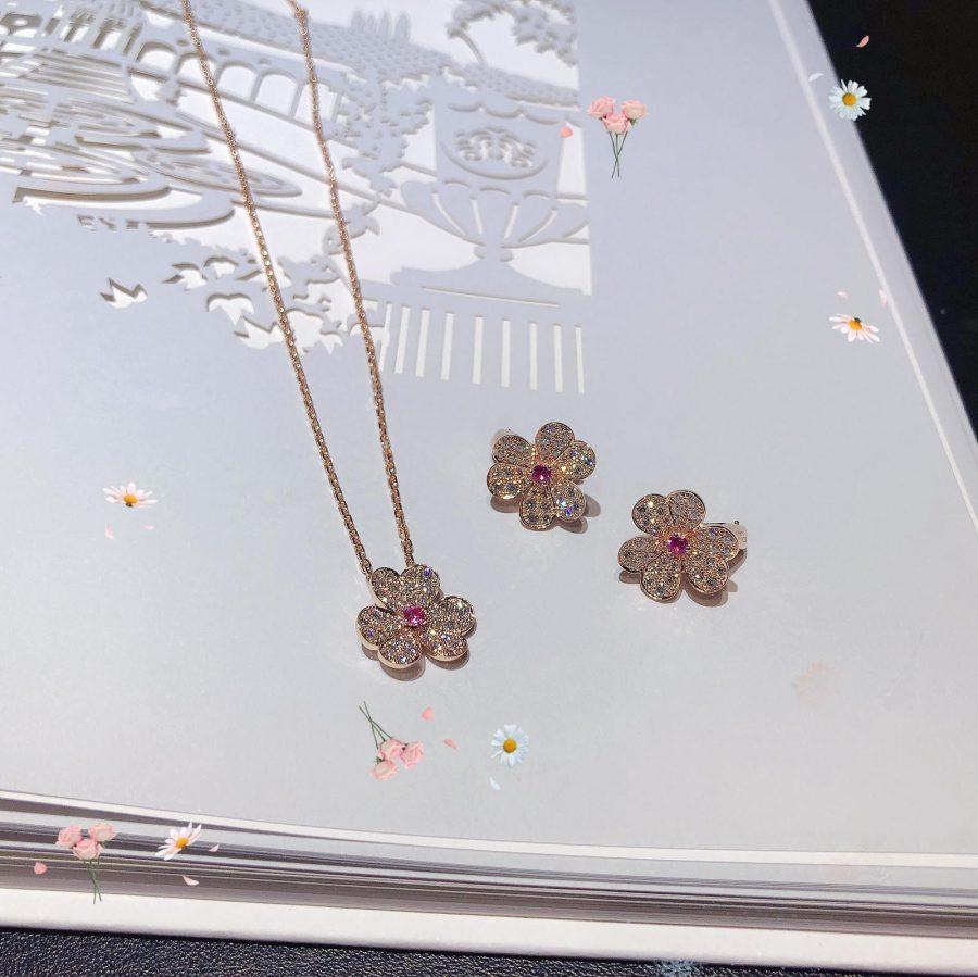 [Super CiCi ]FRIVOLE PINK GOLD FLOWER DIAMOND EARRINGS