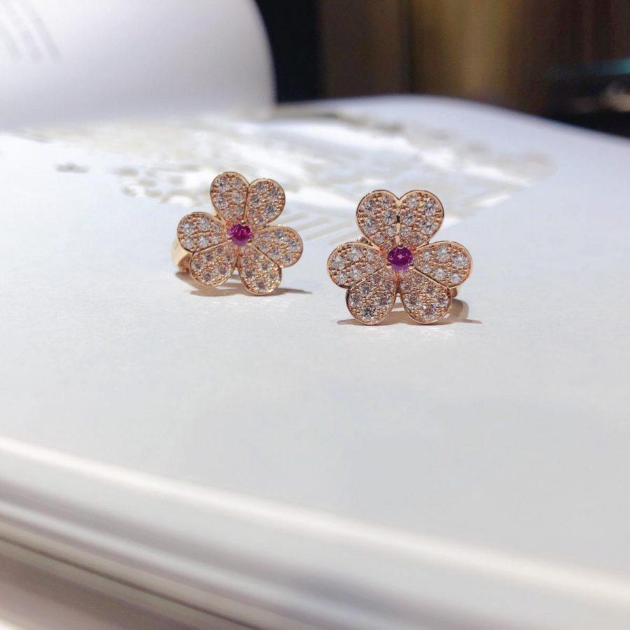 [Super CiCi ]FRIVOLE PINK GOLD FLOWER DIAMOND EARRINGS