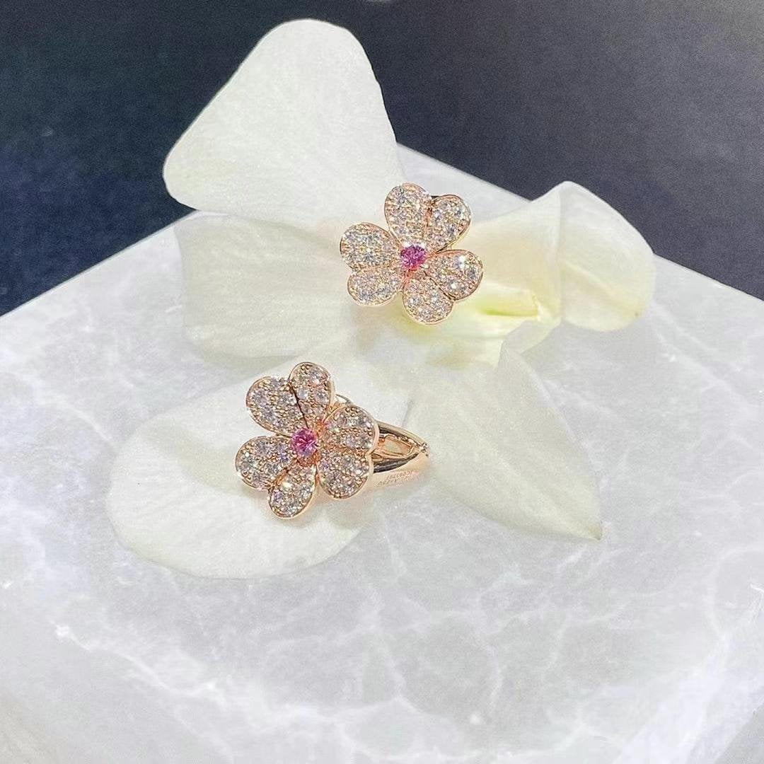 [Super CiCi ]FRIVOLE PINK GOLD FLOWER DIAMOND EARRINGS