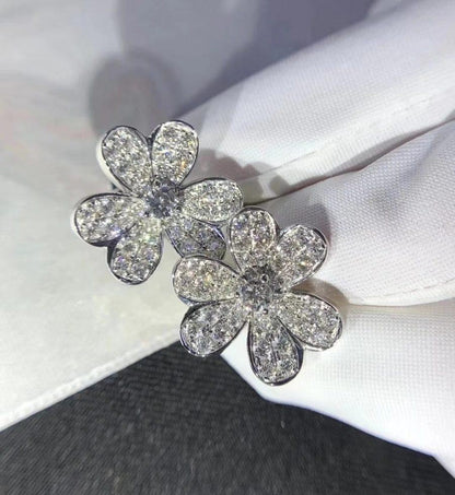 [Super CiCi ]FRIVOLE SILVER FLOWER DIAMOND EARRINGS