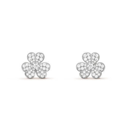 [Super CiCi ]FRIVOLE SILVER FLOWER DIAMOND EARRINGS