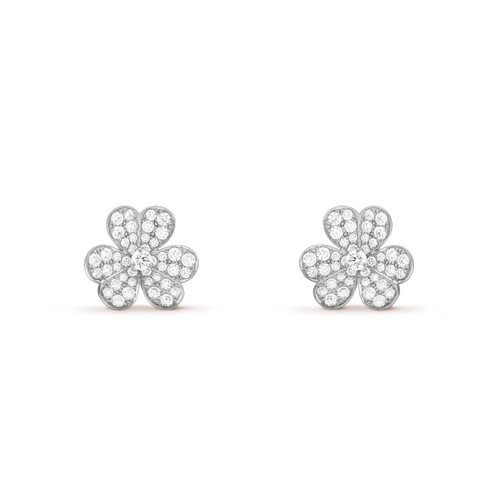 [Super CiCi ]FRIVOLE SILVER FLOWER DIAMOND EARRINGS