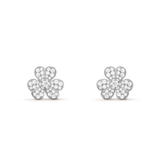 [Super CiCi ]FRIVOLE SILVER FLOWER DIAMOND EARRINGS