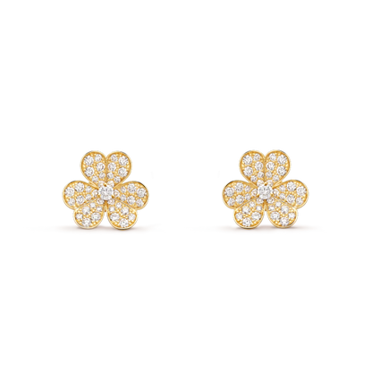 [Super CiCi ]FRIVOLE GOLD FLOWER DIAMOND EARRINGS