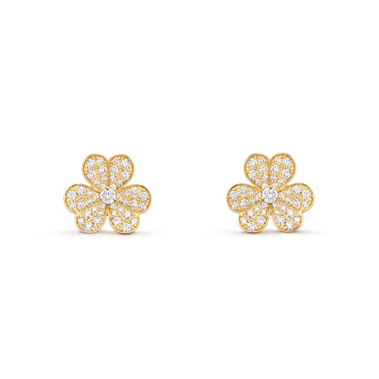 [Super CiCi ]FRIVOLE GOLD FLOWER DIAMOND EARRINGS
