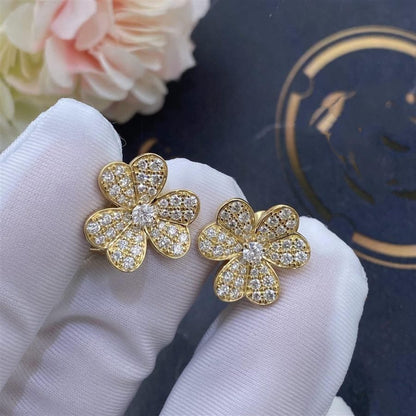 [Super CiCi ]FRIVOLE GOLD FLOWER DIAMOND EARRINGS