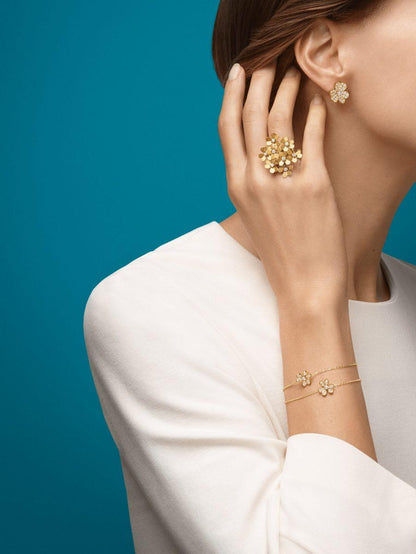[Super CiCi ]FRIVOLE GOLD FLOWER DIAMOND EARRINGS