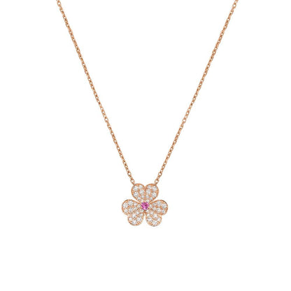 [Super CiCi ]FRIVOLE ROSE GOLD FLOWER DIAMOND NECKLACE
