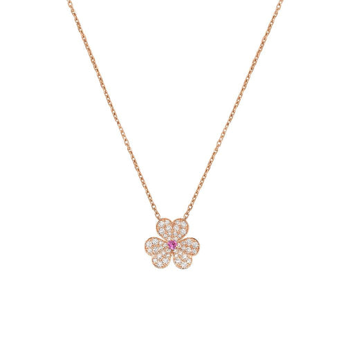 [Super CiCi ]FRIVOLE ROSE GOLD FLOWER DIAMOND NECKLACE