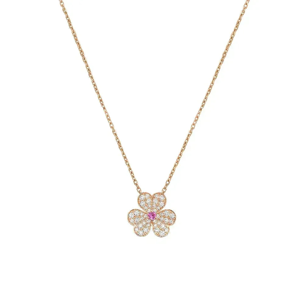 [Super CiCi ]FRIVOLE ROSE GOLD FLOWER DIAMOND NECKLACE
