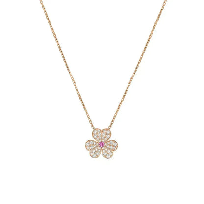 [Super CiCi ]FRIVOLE ROSE GOLD FLOWER DIAMOND NECKLACE