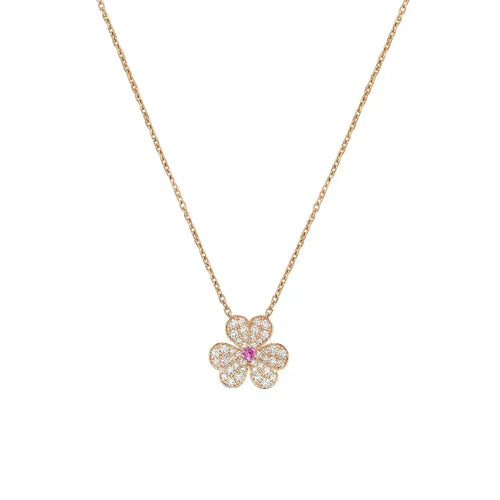[Super CiCi ]FRIVOLE ROSE GOLD FLOWER DIAMOND NECKLACE