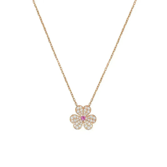 [Super CiCi ]FRIVOLE ROSE GOLD FLOWER DIAMOND NECKLACE