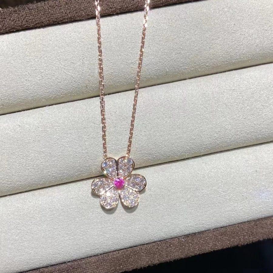 [Super CiCi ]FRIVOLE ROSE GOLD FLOWER DIAMOND NECKLACE