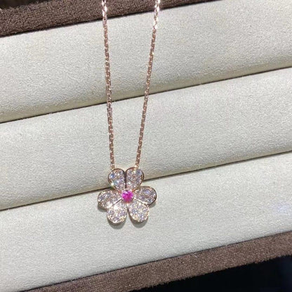 [Super CiCi ]FRIVOLE ROSE GOLD FLOWER DIAMOND NECKLACE