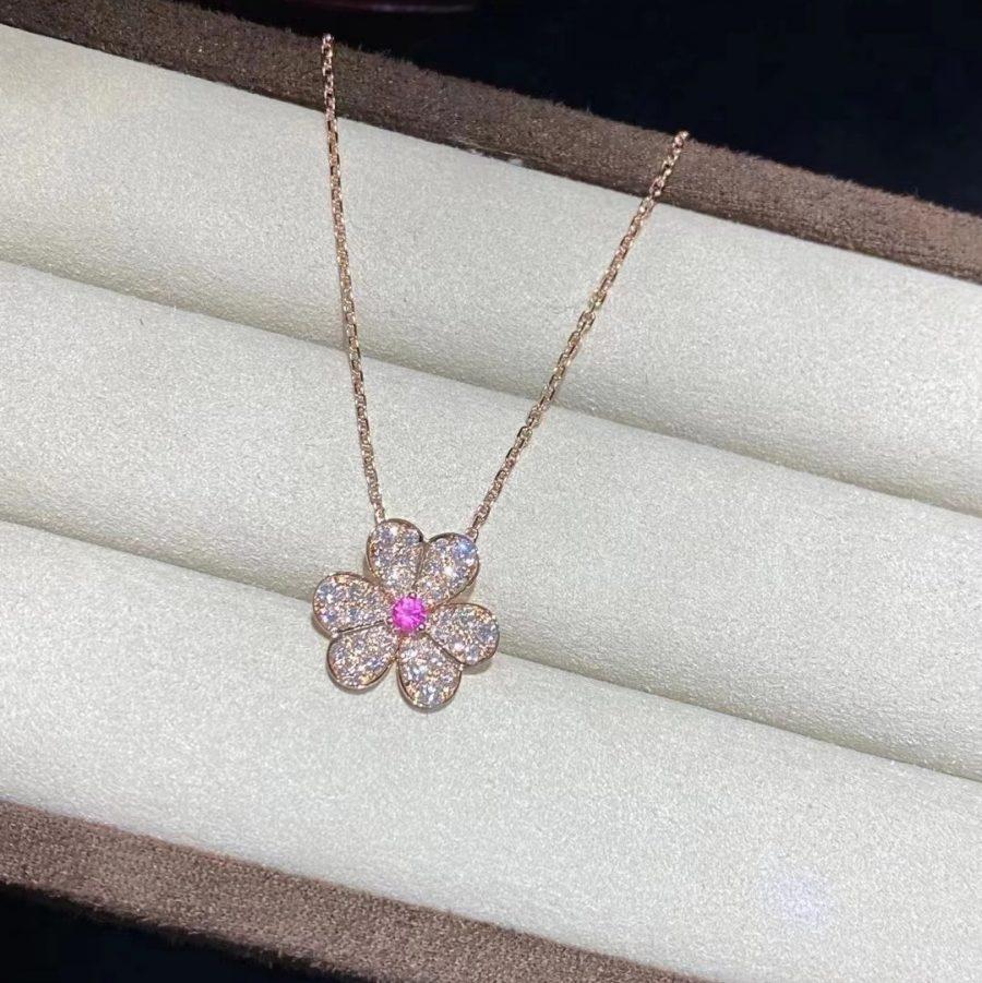 [Super CiCi ]FRIVOLE ROSE GOLD FLOWER DIAMOND NECKLACE